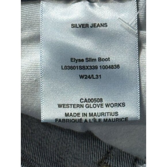 Silver Jeans Co Elyse Slim Boot Dark Wash Stretch Denim Jeans | Size 24 - Picture 4 of 11